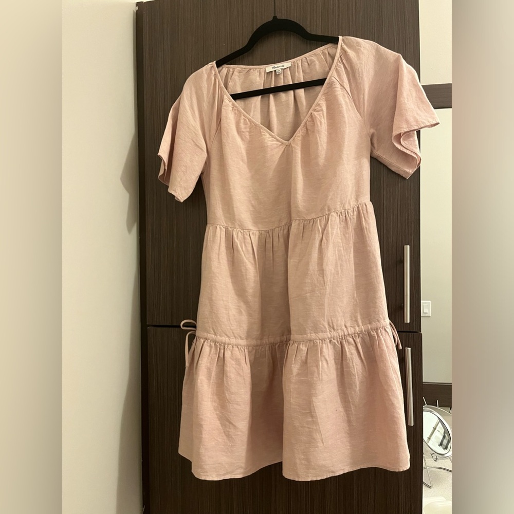 Pink linen short Madewell dress